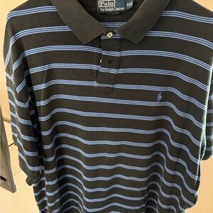 Ralph Lauren Polo Shirt in Black with Blue Stripes